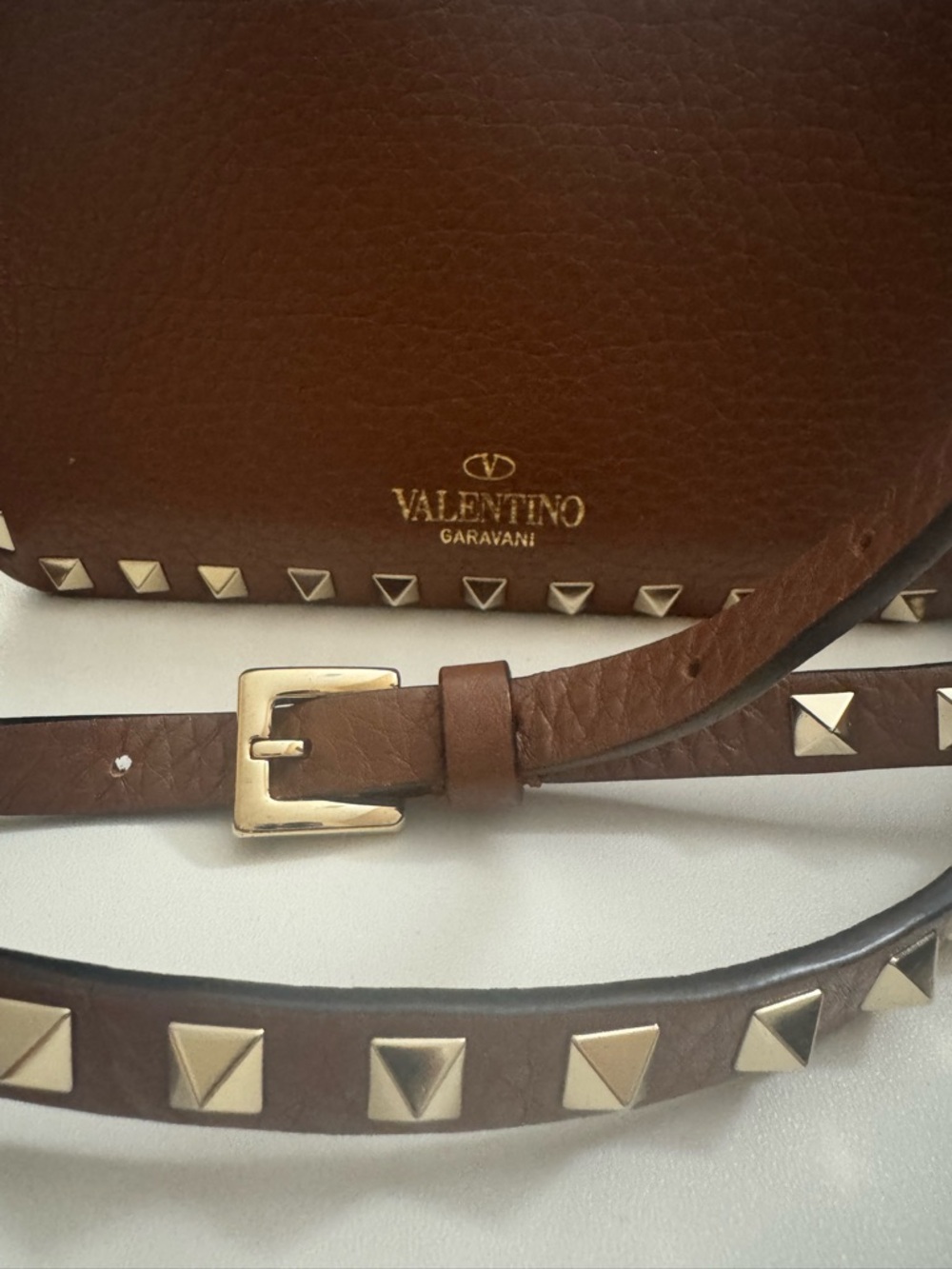 Valentino Rockstud Brown Leather Crossbody Bag - Picture 6 of 10